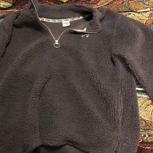 VS Pink Navy Sherpa half zip